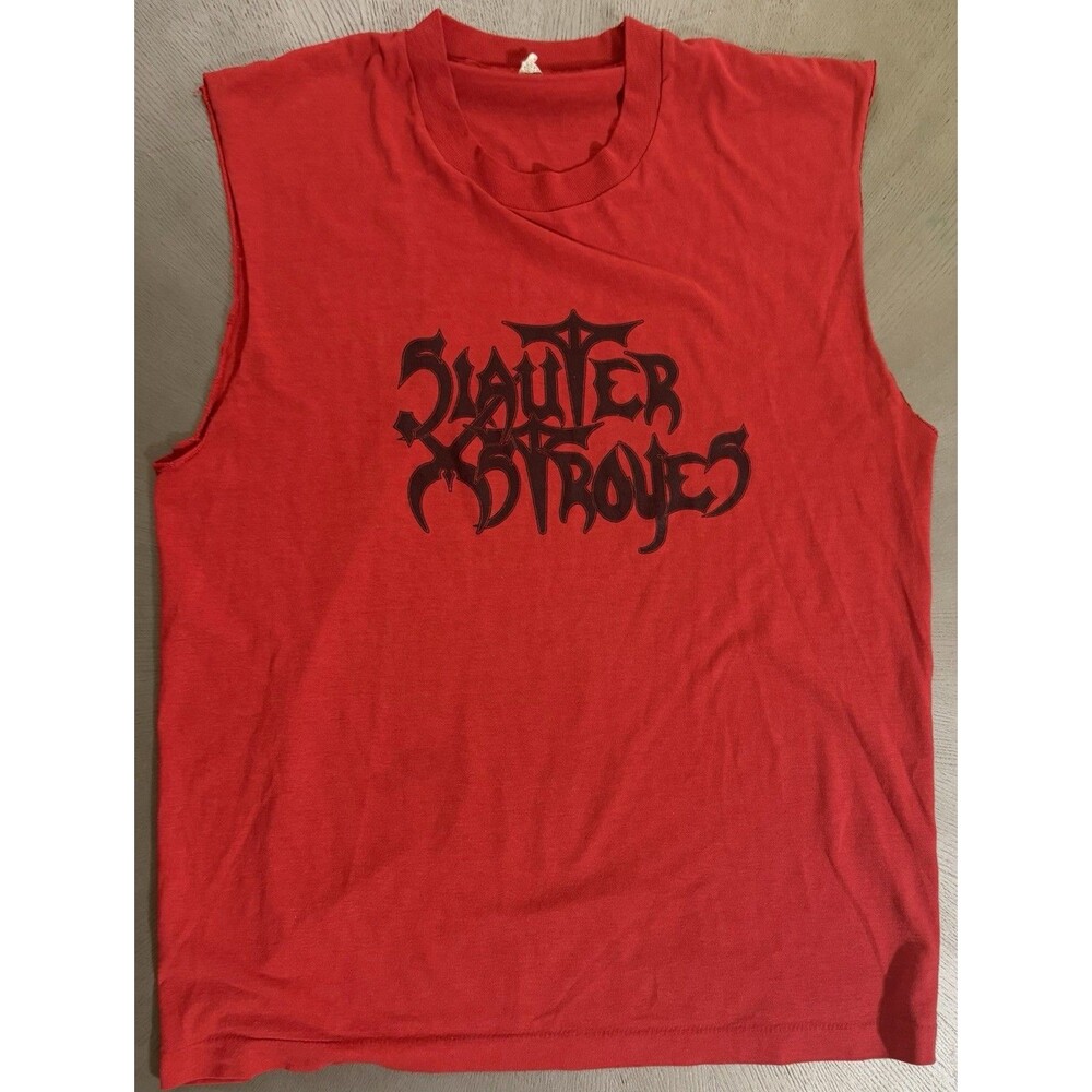 Vintage Slauter Xstroyes Band Shirt Large 80s Screen Stars Cult Heavy Metal USA